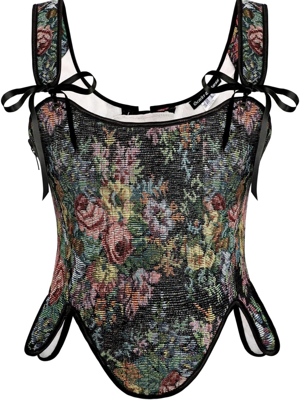 Floral Corset Top with Ribbon Straps